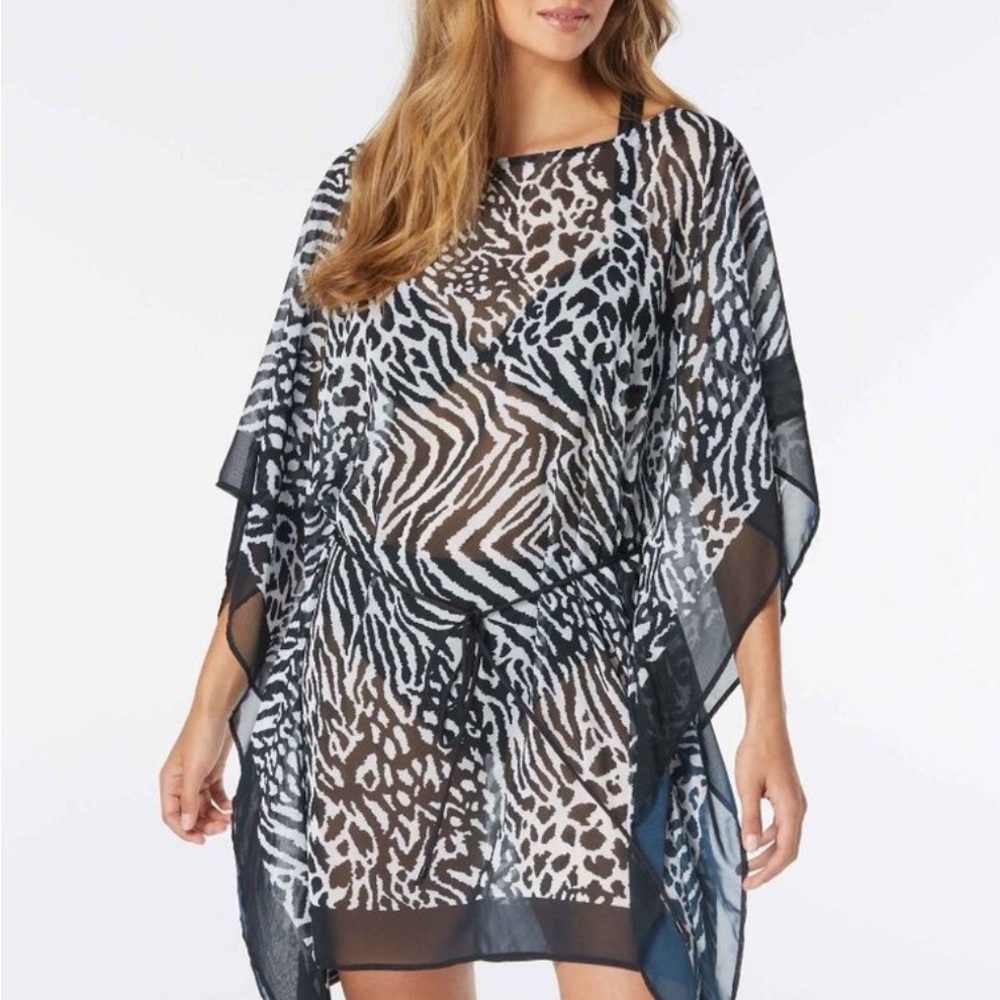 Coco Reef Black and White Animal Print Swim Coverup